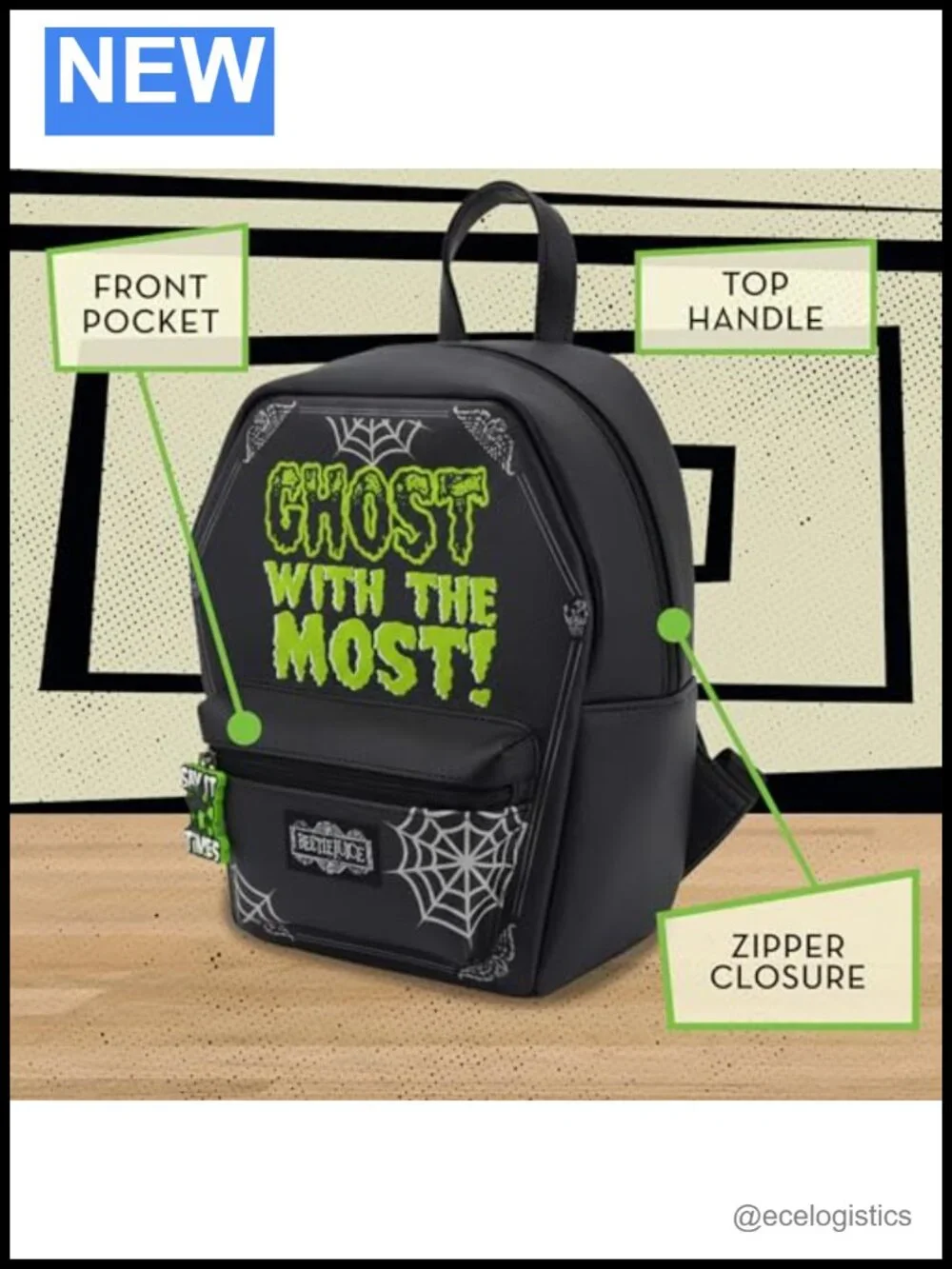Coffin-Shaped Mini Backpack Halloween Purse Gift Ghost with Most Polyurethane